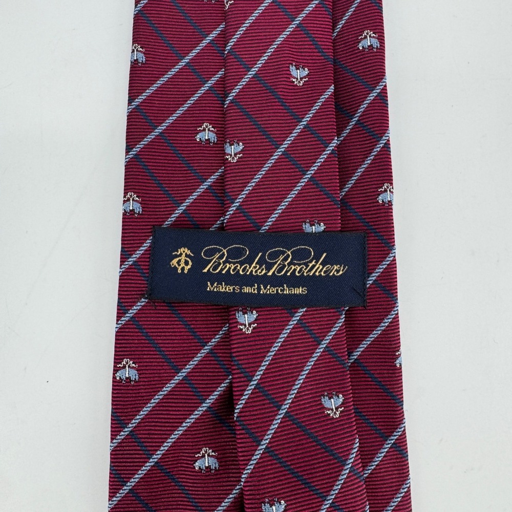 NEW Brooks Brothers Silk Tie Red Blue Striped Golden Fleece Logo USA NWT
